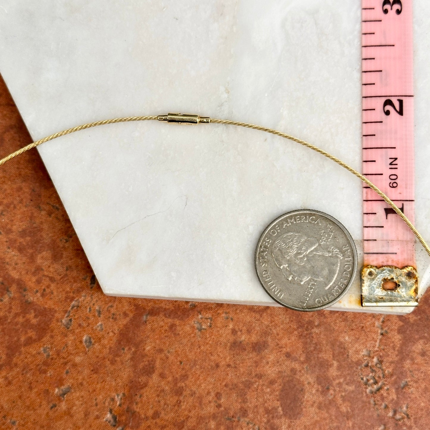 Estate 14KT Yellow Gold 1mm Cable Twist Wire Necklace 17" - LSJ