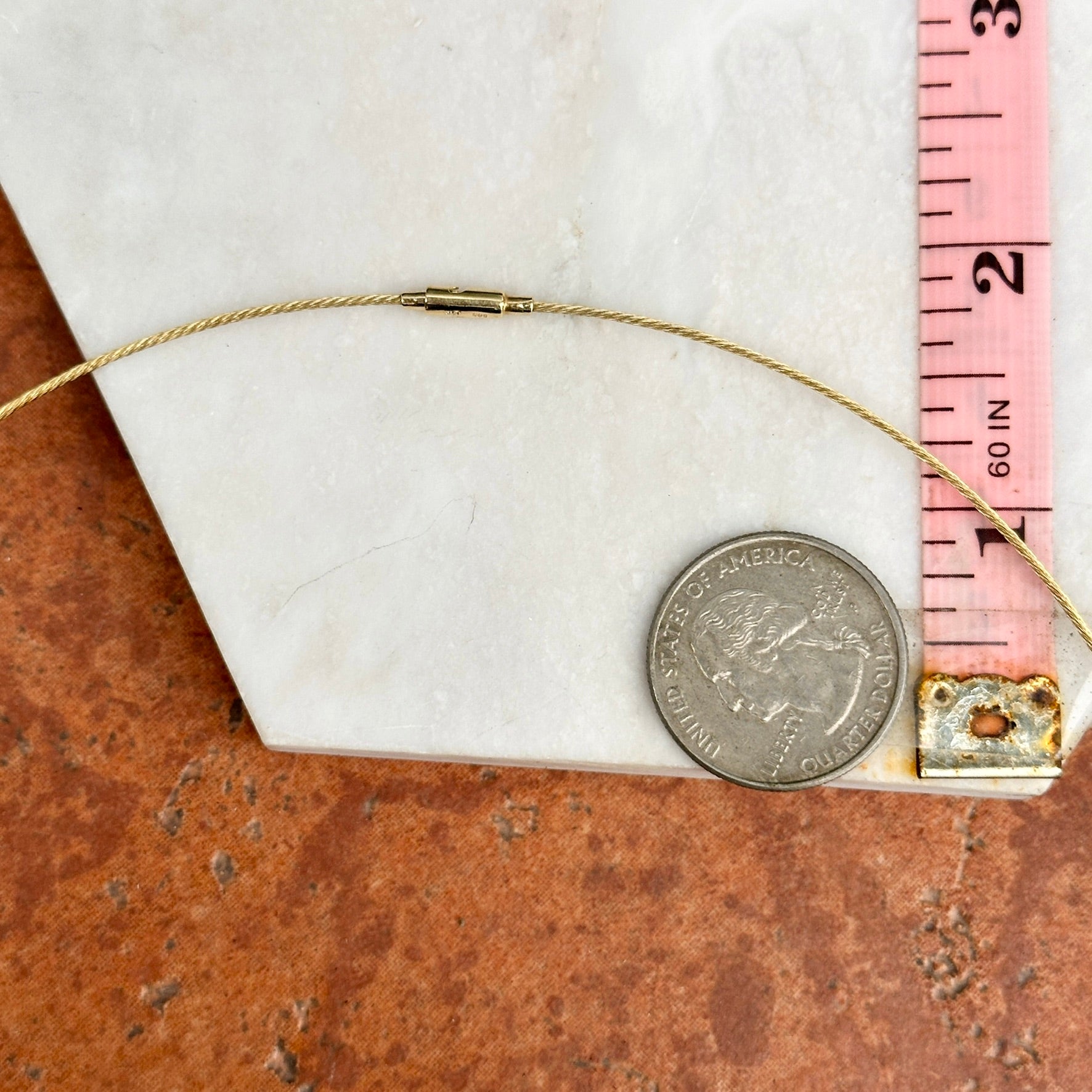 Estate 14KT Yellow Gold 1mm Cable Twist Wire Necklace 17" - LSJ