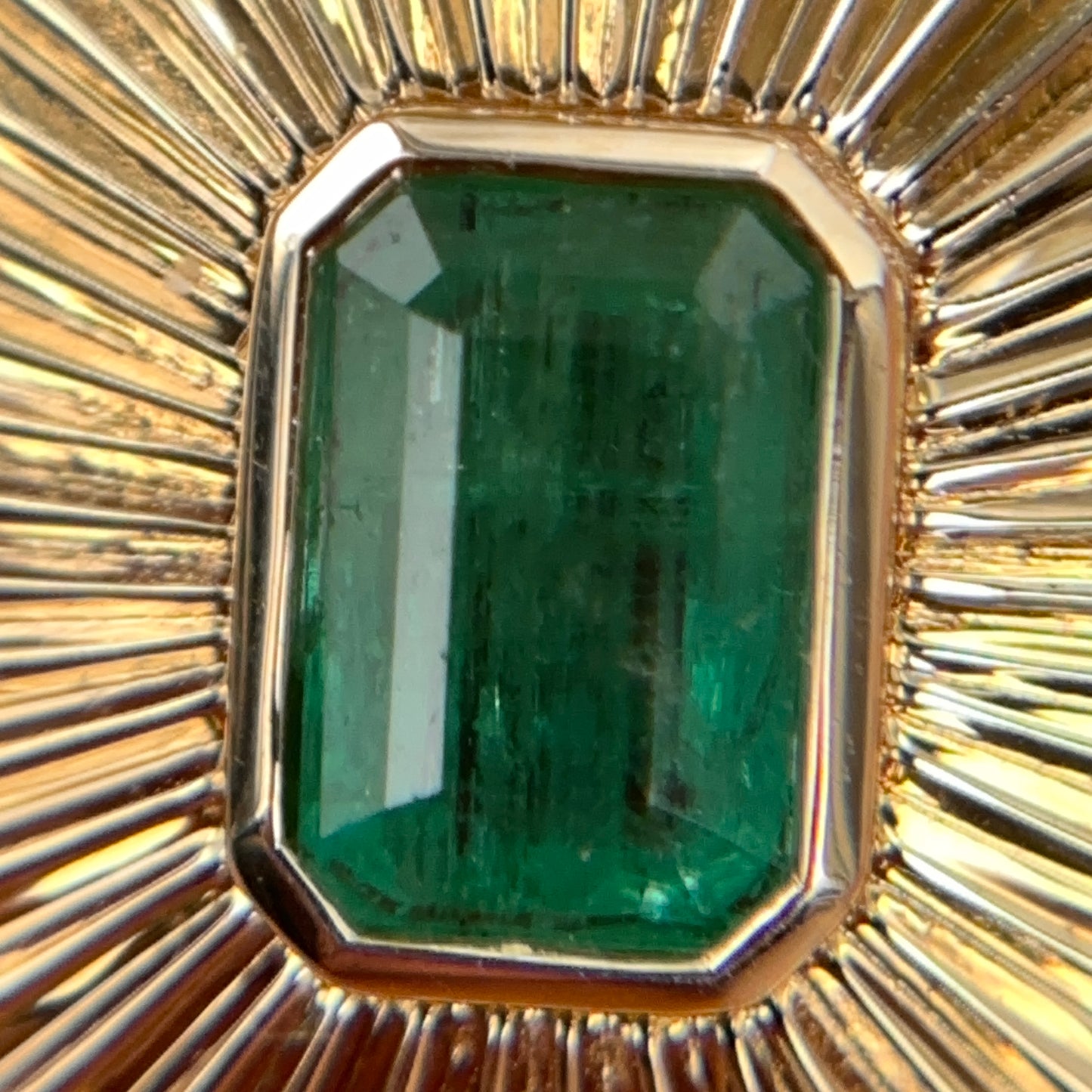 14KT Yellow Gold Emerald-Cut + Diamond Disc Pendant