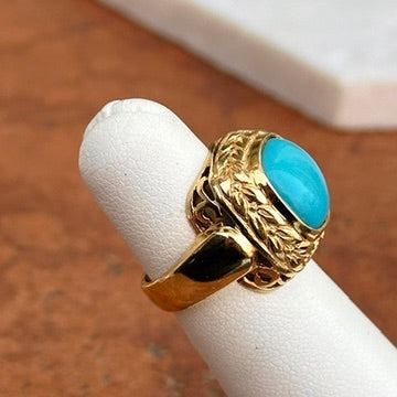 14KT Yellow Gold Sleeping Beauty Turquoise Cabochon Byzantine Ring - LSJ