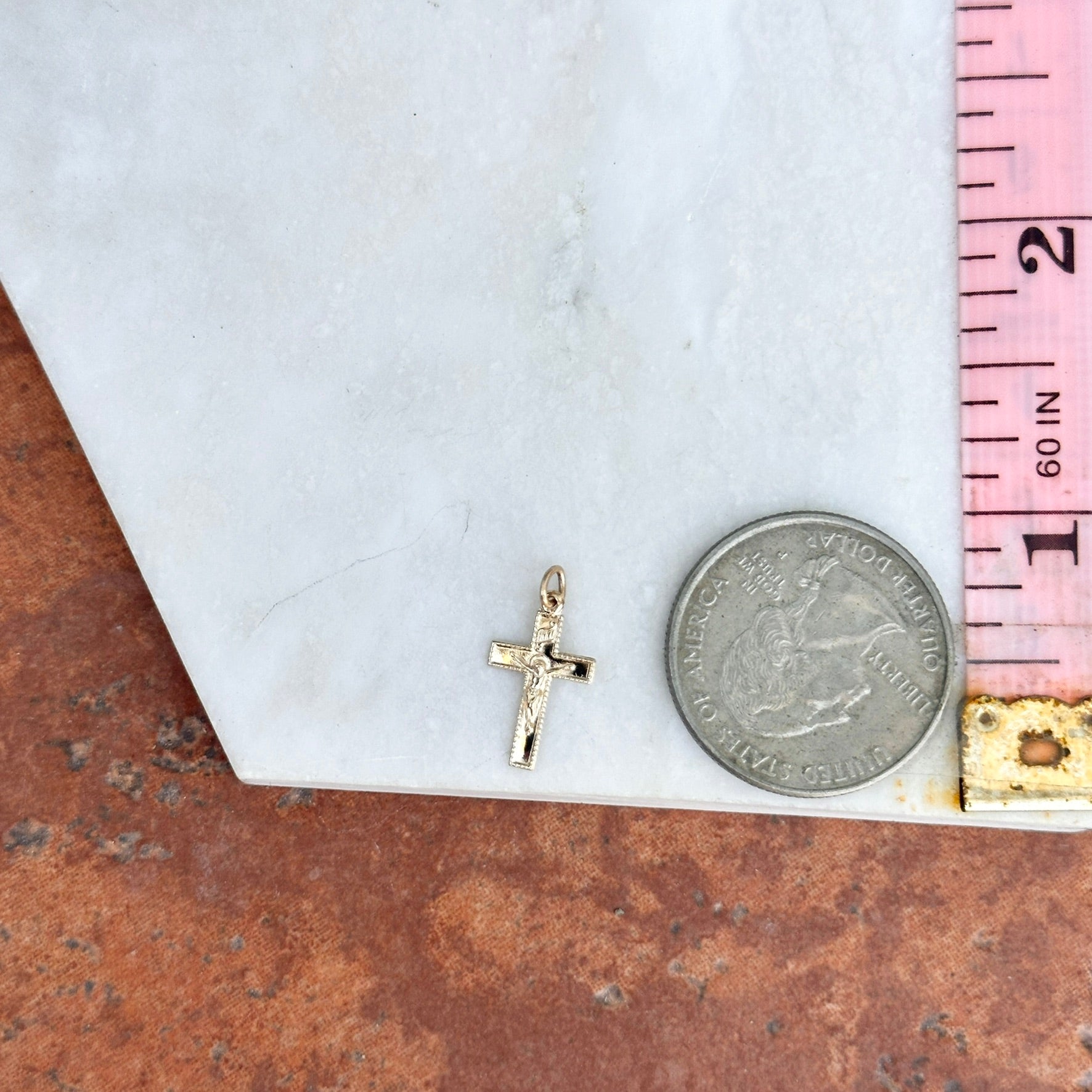 14KT Yellow Gold Crucifix Cross Pendant Charm 14mm - LSJ