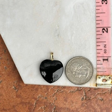 14KT Yellow Gold Black Onyx Heart Pendant - LSJ