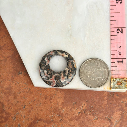 Estate Leopard Agate Round Disc Earring Charms 30mm - LSJ