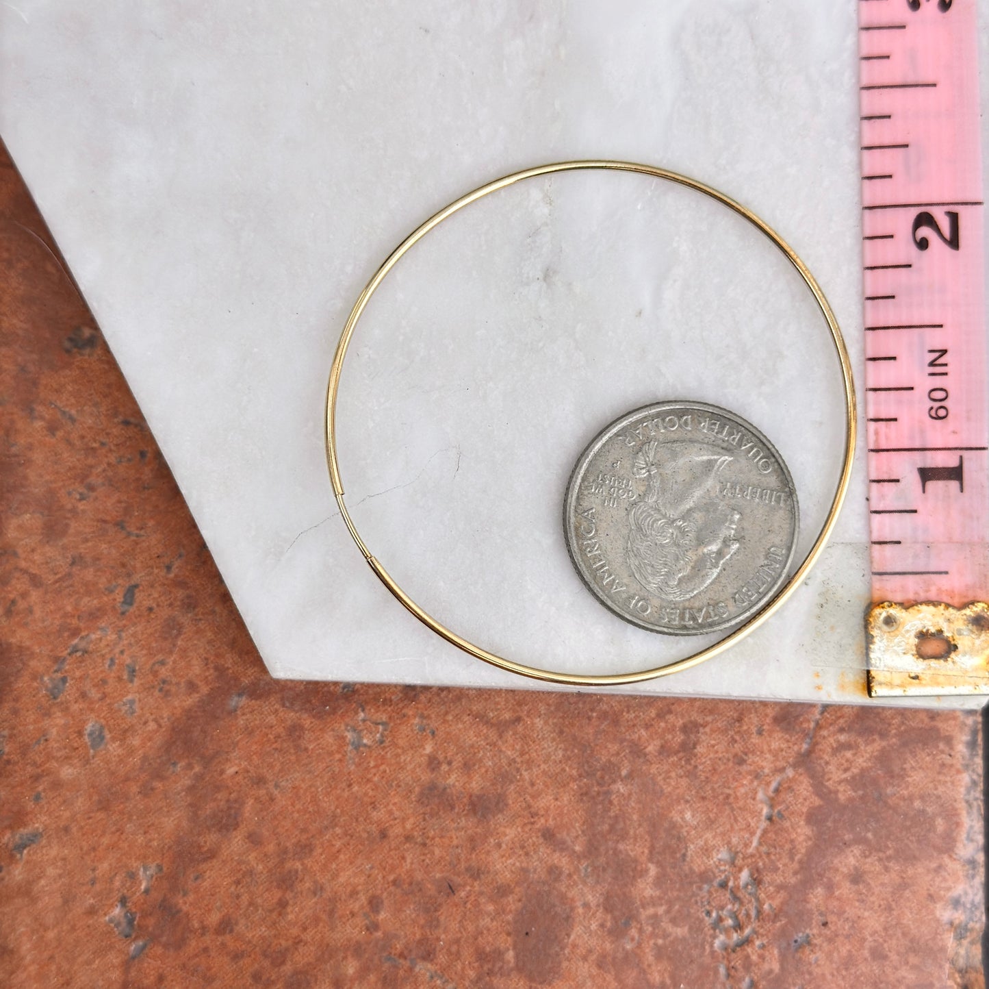 10KT Yellow Gold Thin Endless Tube Hoop Earrings 60mm - LSJ
