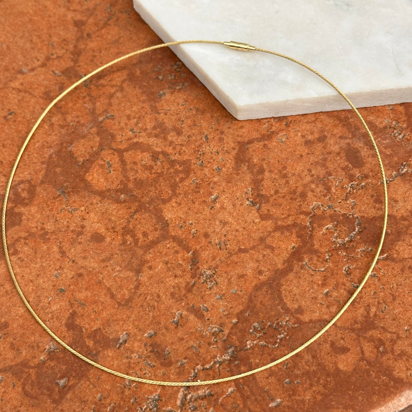 Estate 14KT Yellow Gold 1mm Cable Twist Wire Necklace 17" - LSJ