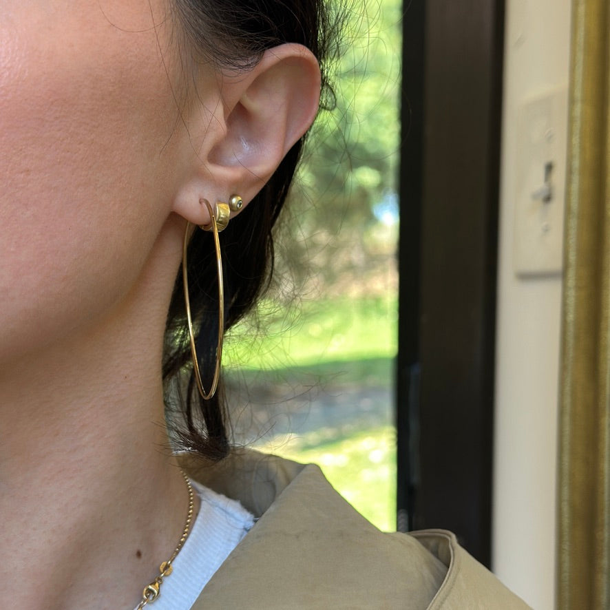 10KT Yellow Gold Thin Endless Tube Hoop Earrings 60mm - LSJ