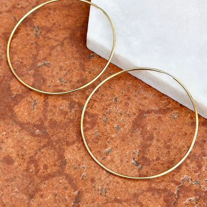 10KT Yellow Gold Thin Endless Tube Hoop Earrings 60mm - LSJ
