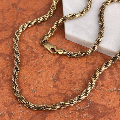 Estate Gold-Plated Sterling Silver 5mm Rope Chain Necklace 21.75" - LSJ
