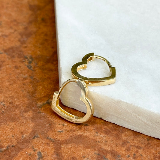 14KT Yellow Gold Heart Huggie Hoop Earrings