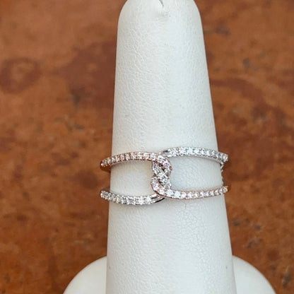 14KT White Gold + Rose Gold Twist 1/4 CT Pave Diamond Ring