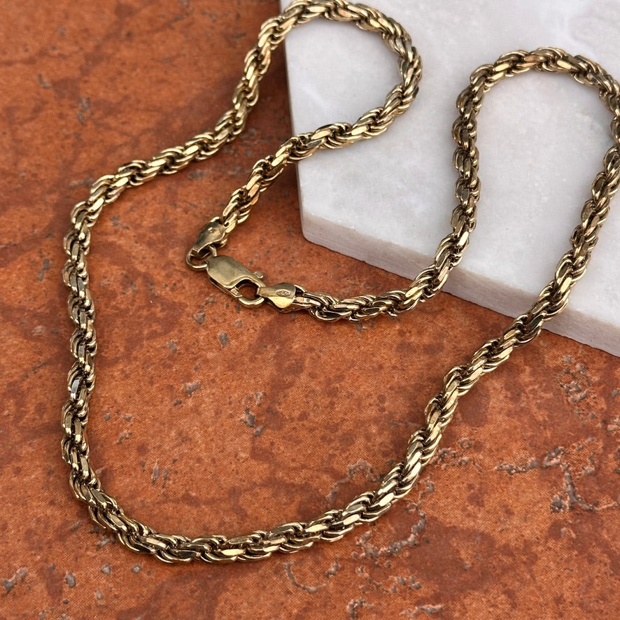 Estate Gold-Plated Sterling Silver 5mm Rope Chain Necklace 21.75" - LSJ