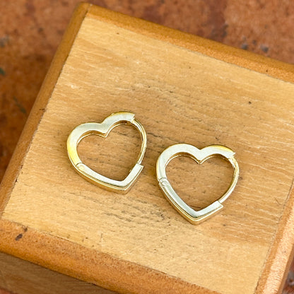 14KT Yellow Gold Heart Huggie Hoop Earrings