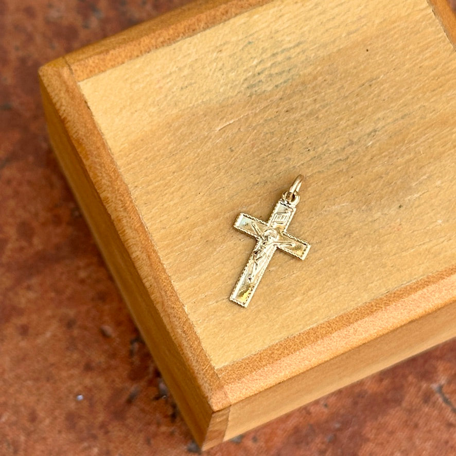 14KT Yellow Gold Crucifix Cross Pendant Charm 14mm - LSJ