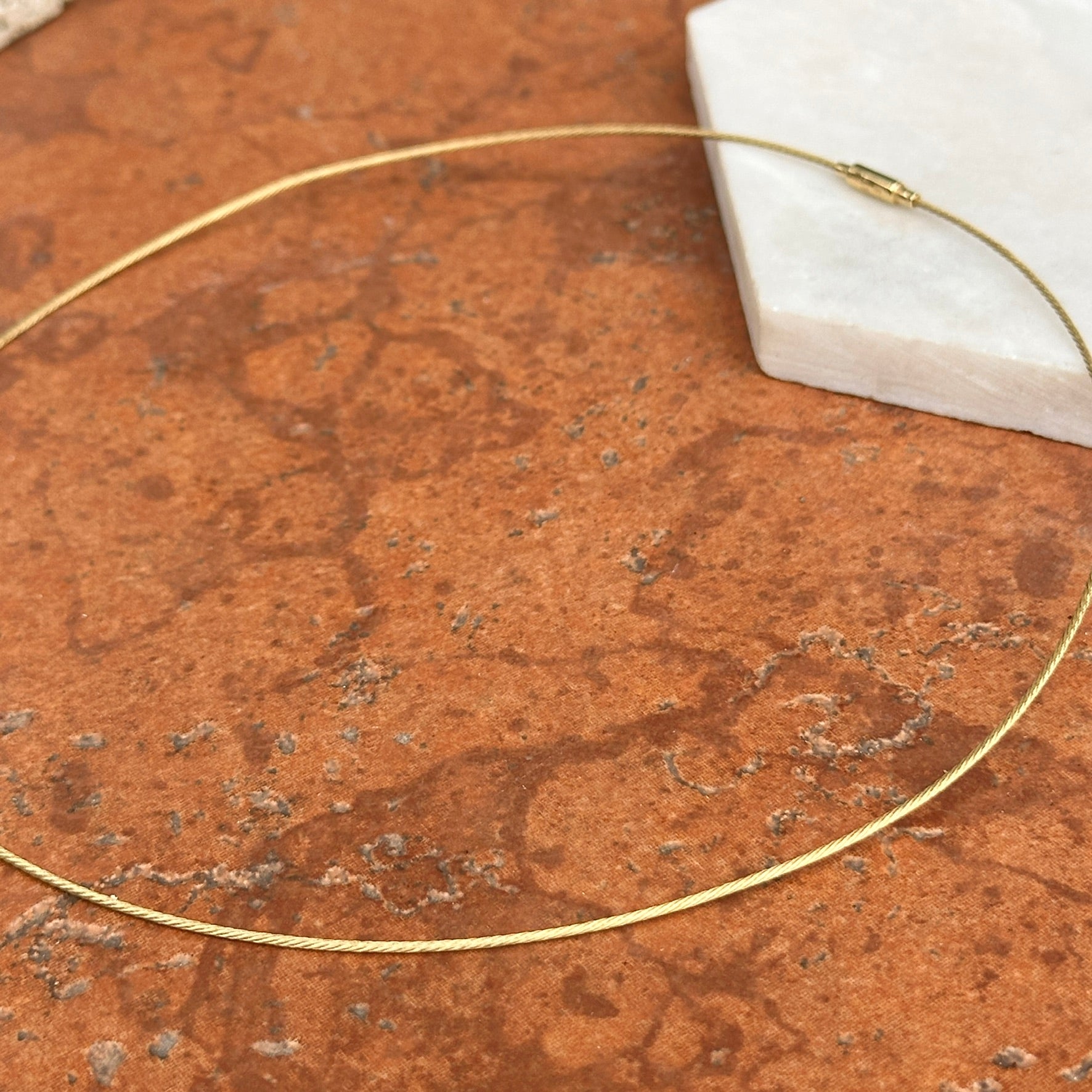 Estate 14KT Yellow Gold 1mm Cable Twist Wire Necklace 17" - LSJ