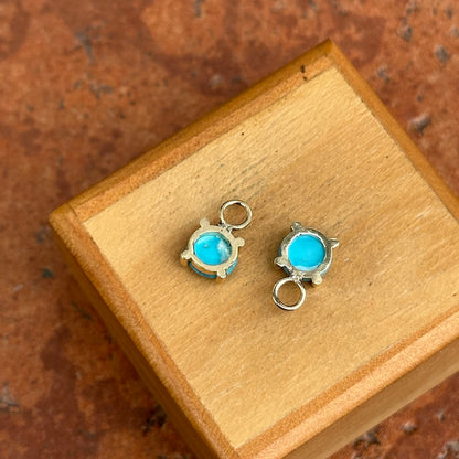14KT Yellow Gold Cabochon Round Turquoise Earring Charms - LSJ