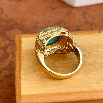 14KT Yellow Gold Sleeping Beauty Turquoise Cabochon Byzantine Ring - LSJ