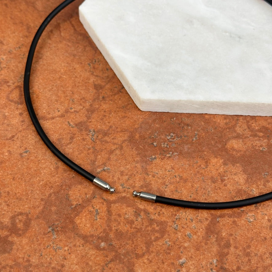 Stainless Steel + 3mm Black Nitrile Rubber Swap Necklace No Clasp