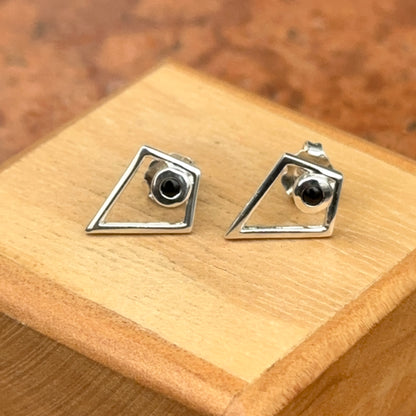 Sterling Silver Onyx Geometric Pyramid Stud Earrings
