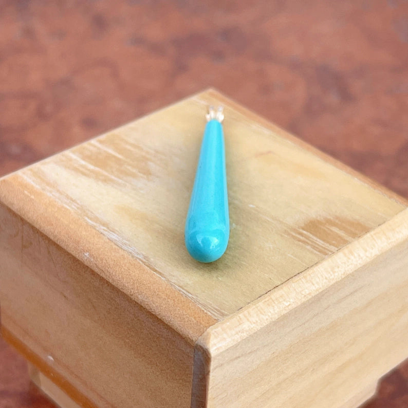 14KT Yellow Gold Teardrop Turquoise Pendant