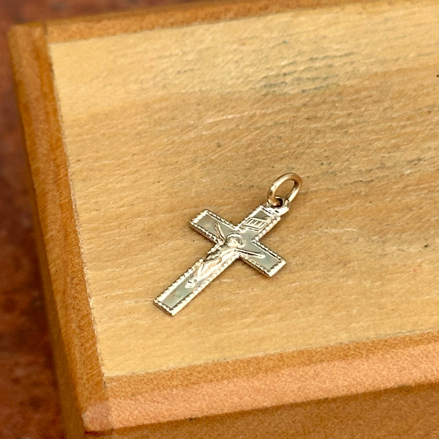 14KT Yellow Gold Crucifix Cross Pendant Charm 14mm - LSJ