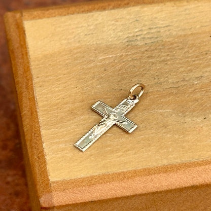 14KT Yellow Gold Crucifix Cross Pendant Charm 14mm - LSJ