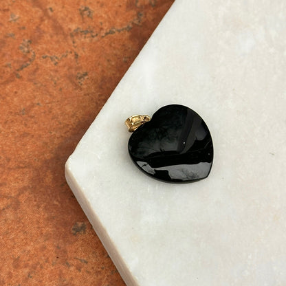 14KT Yellow Gold Black Onyx Heart Pendant - LSJ