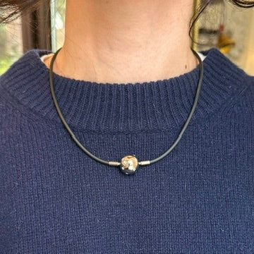 Stainless Steel + 3mm Black Nitrile Rubber Swap Necklace No Clasp