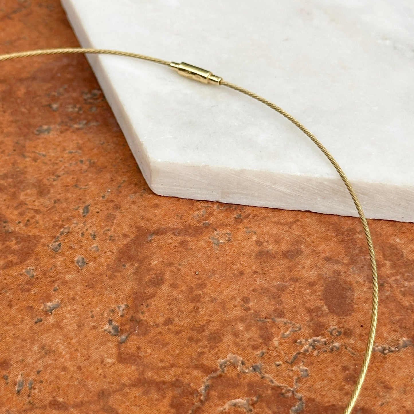 Estate 14KT Yellow Gold 1mm Cable Twist Wire Necklace 17" - LSJ