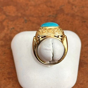 14KT Yellow Gold Sleeping Beauty Turquoise Cabochon Byzantine Ring - LSJ