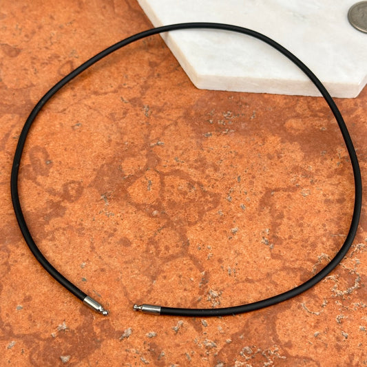 Stainless Steel + 3mm Black Nitrile Rubber Swap Necklace No Clasp