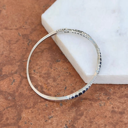 14KT White Gold Ombré Blue Sapphire Bangle Bracelet