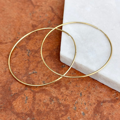 10KT Yellow Gold Thin Endless Tube Hoop Earrings 60mm - LSJ