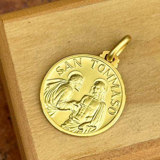 14KT Yellow Gold St Thomas Matte Medal Pendant 21mm