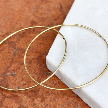 10KT Yellow Gold Thin Endless Tube Hoop Earrings 60mm - LSJ