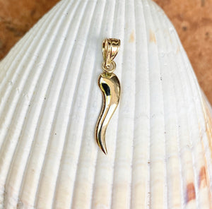 14KT Yellow Gold Small "Cornicello" Italian Horn Pendant Charm