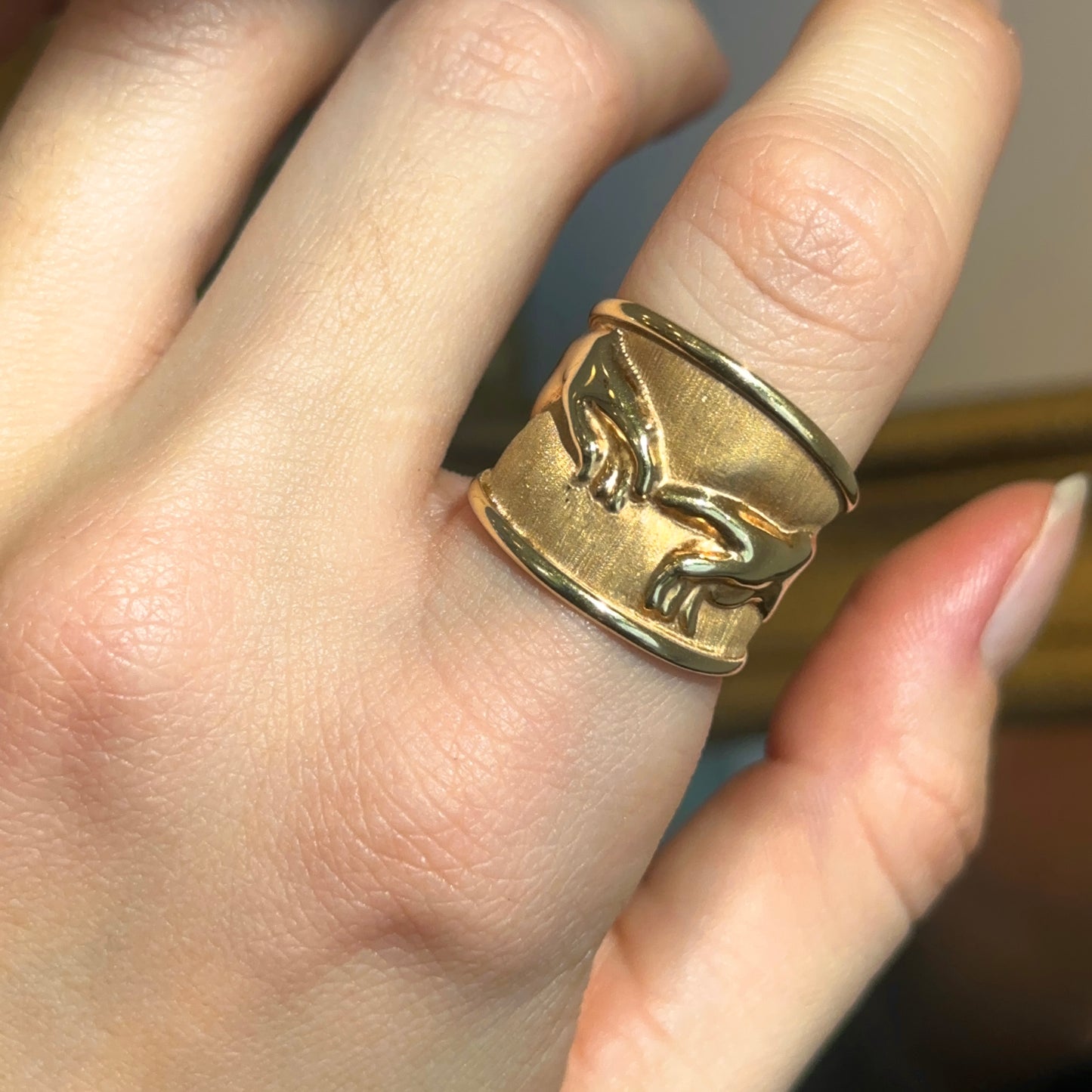 Estate 14KT Yellow Gold Creation of Adam Wide Band Ring