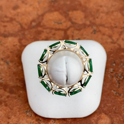 Estate 14KT Yellow Gold Marquise Emerald Eternity Band Ring Accent Ring 6.5