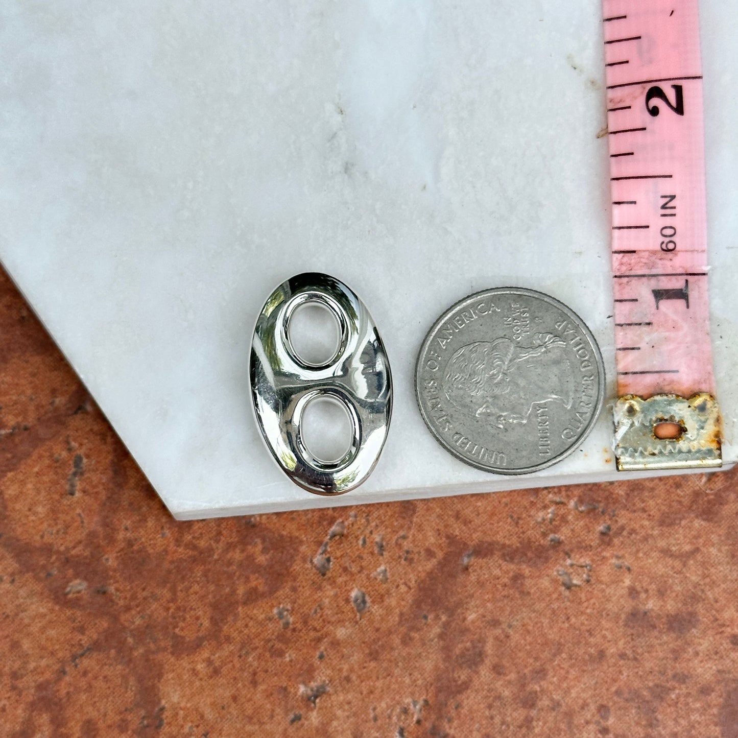 Sterling Silver Polished 25 mm Puffed Mariner Pendant Charm