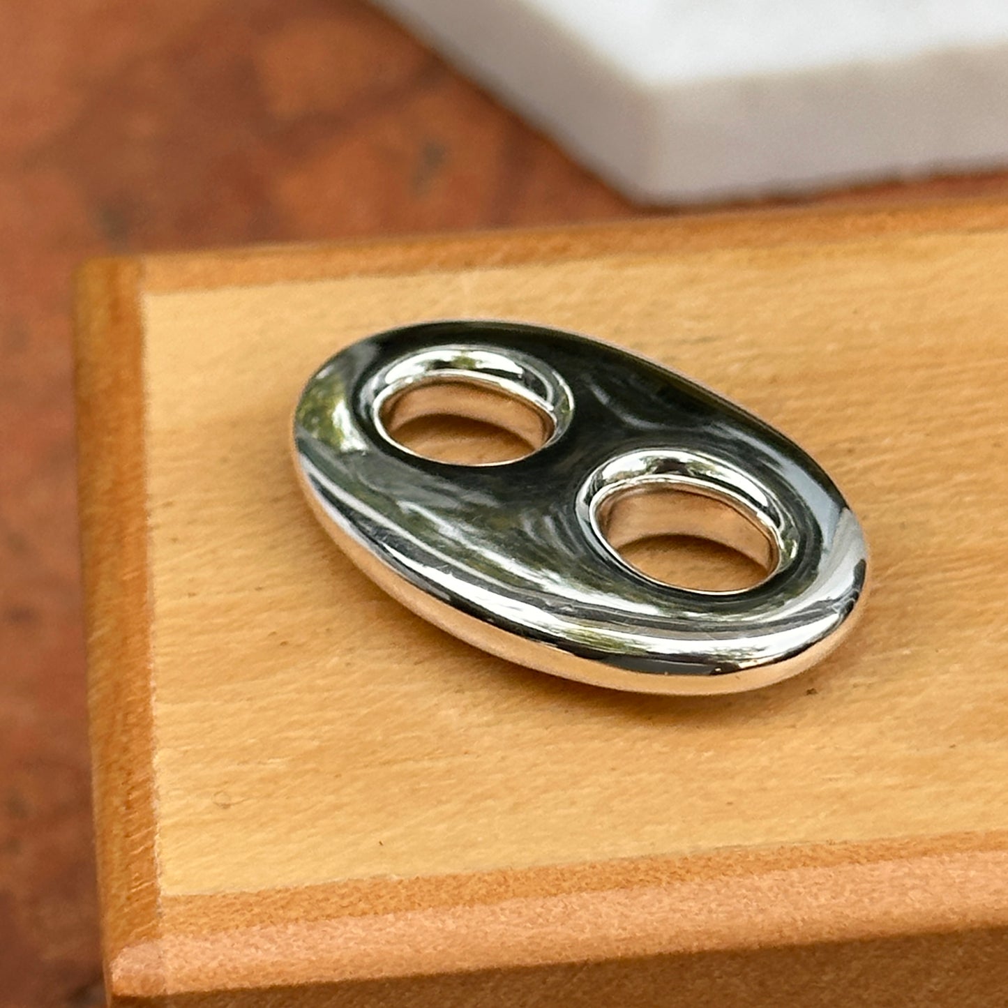 Sterling Silver Polished 25 mm Puffed Mariner Pendant Charm