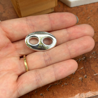 Sterling Silver Polished 25 mm Puffed Mariner Pendant Charm