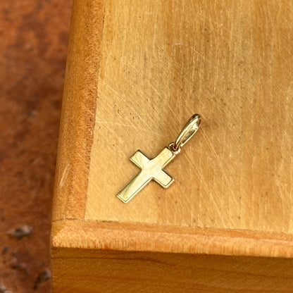 14KT Yellow Gold Flat Mini Cross Pendant Charm 12mm