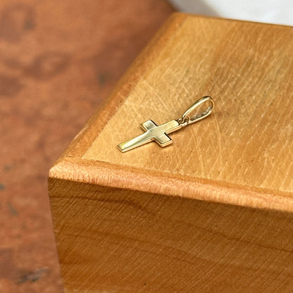 14KT Yellow Gold Flat Mini Cross Pendant Charm 12mm