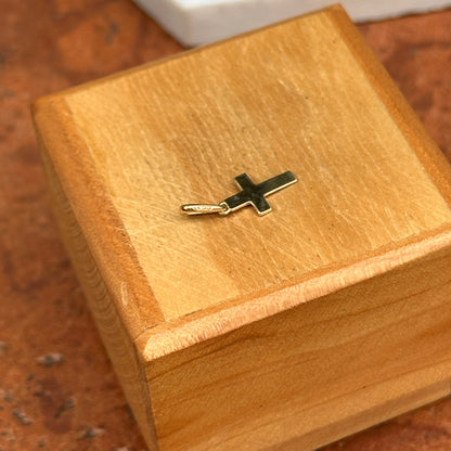 14KT Yellow Gold Flat Mini Cross Pendant Charm 12mm
