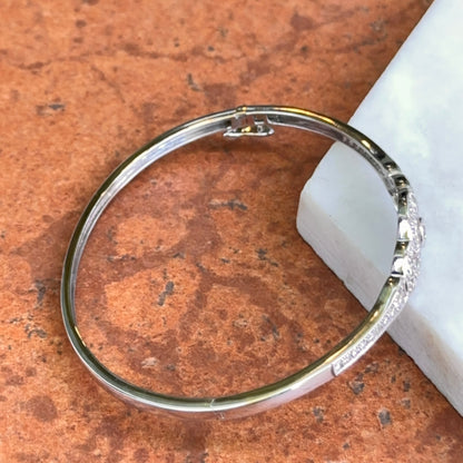 14kT White Gold 2 CT Diamond Filigree Art Deco Bangle Bracelet