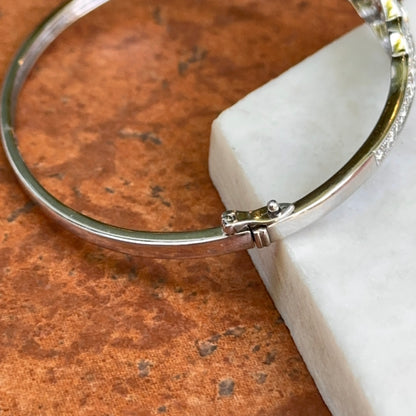 14kT White Gold 2 CT Diamond Filigree Art Deco Bangle Bracelet