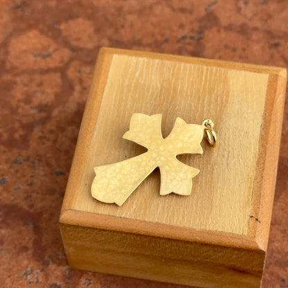 14KT Yellow Gold Matte Turquoise + Diamond Cross Pendant