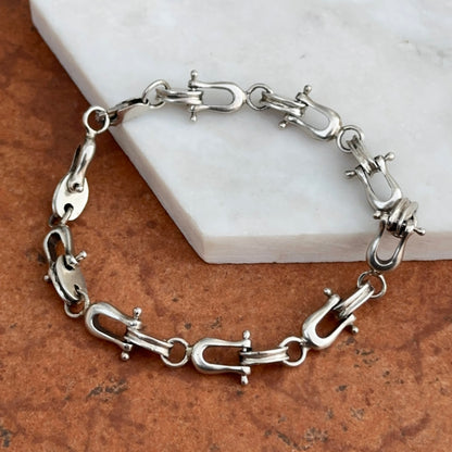 Estate Vintage Sterling Silver Horse Bit Stirrup Horse Shoe Links Bracelet