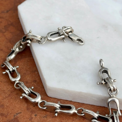 Estate Vintage Sterling Silver Horse Bit Stirrup Horse Shoe Links Bracelet