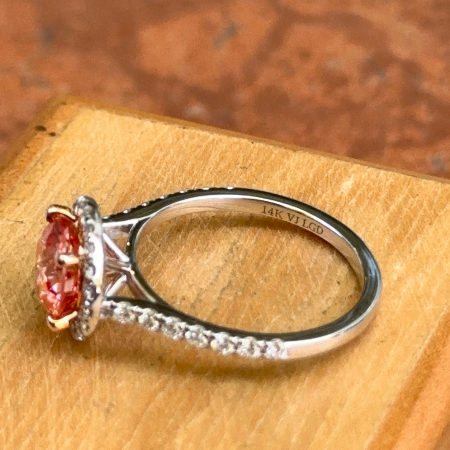 14KT White Gold 1.75 CT Round Fancy Pink Lab Diamond Halo Ring