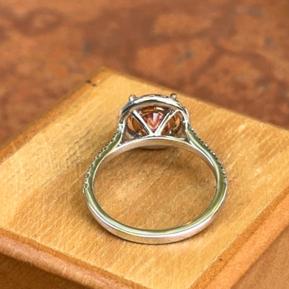 14KT White Gold 1.75 CT Round Fancy Pink Lab Diamond Halo Ring